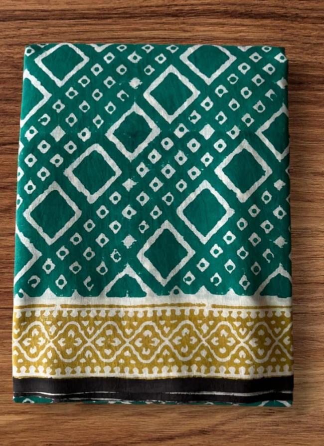 Cotton  Green Daily Wear Printed Saree